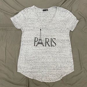 Paris France V-Neck Eiffel Tower Shirt Size Large